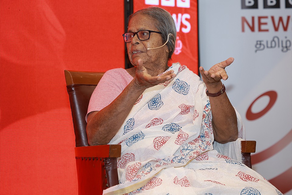 Close-up of guest on stage